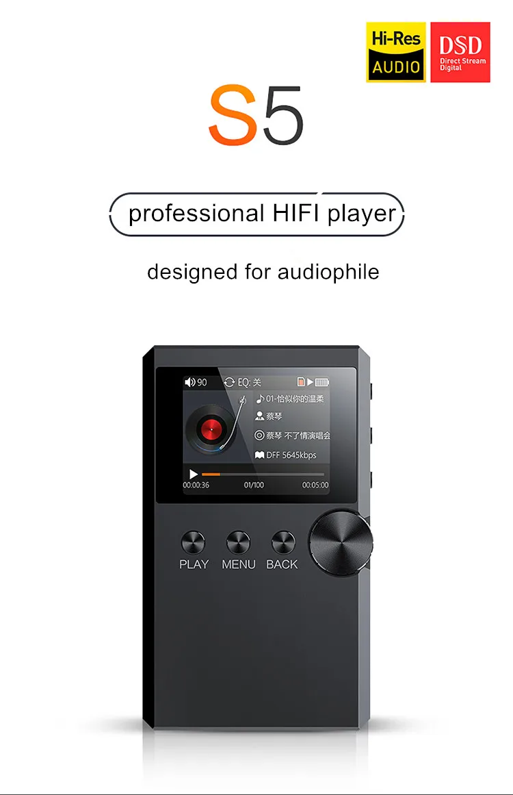 Yescool S5 Hi-Fi стерео без потерь lecteur музыка MP3 плеер мини Спорт walkman 128 г TF Audiophile flac DSD полный формат декодирования