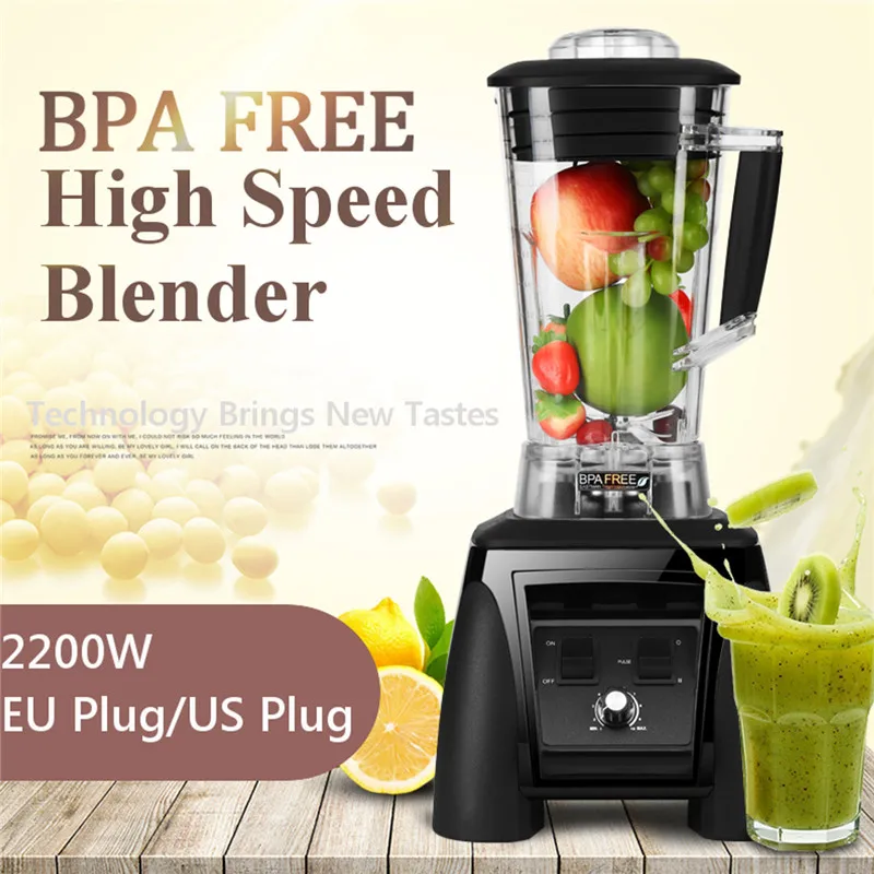

Commercial Blender + Blender Tamper EU/US Plug 2200W 6 Blades 2L Safty BPA FREE Unbreakable FDA 10 Adjustable Speed Toughness