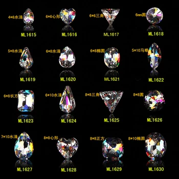 

100Pcs/Bag K9 Series Quality Pointback Rhinestone Nail Deco Crystal AB Nail Gem Glass strass 3D Nail Art Alloy Jewelry Decorat