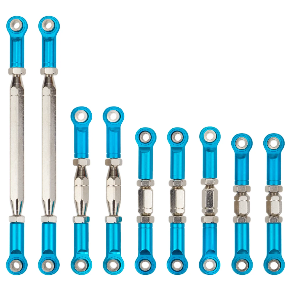 

9PCS Servo Link Front Upper Suspension Arm Shock Absorber Linkage Steering Tie Rod Kit Length Adjustable for 1:12 Wltoys 12428