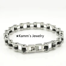 Браслет в виде велосипедной цепи черный серебряный 316L из нержавеющей стали Мужской драгоценный камень pulseras лучшие друзья Мода Blacelet якорь KB099