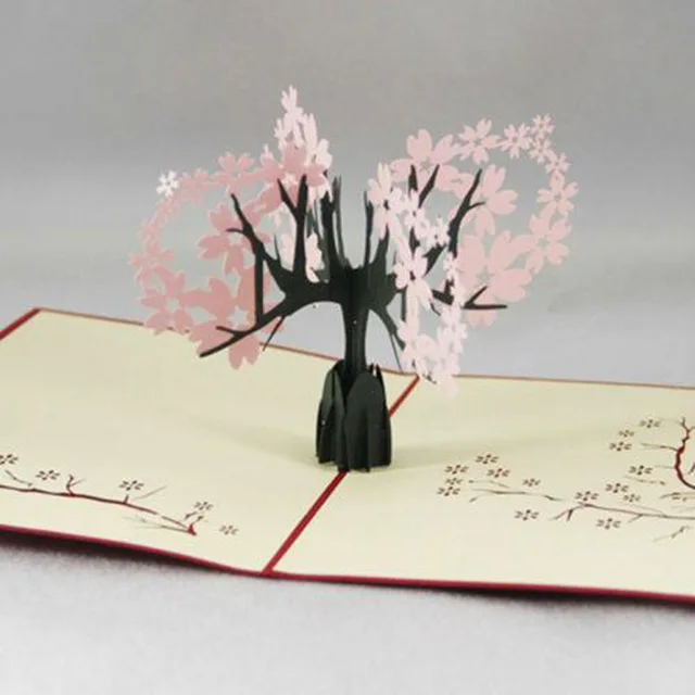 foldable 3d greeting card invitations sakura cherry blossom