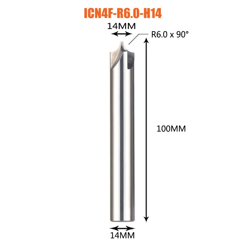 1 шт. фаски Фрезы 4-14 мм для снятия заусенцев твердосплавные концевые фрезы ЧПУ фрезы 90 градусов внутренний радиус инструменты для снятия фаски - Длина режущей кромки: ICN4F-R6.0-H14