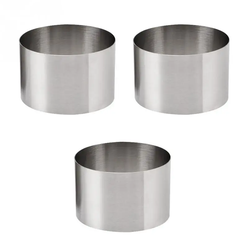 

3pcs Professional Stainless Steel Cake Mould 8cm Baking Mold Food Ring Press Set Cooking Presentation Rosti Food Press Mould