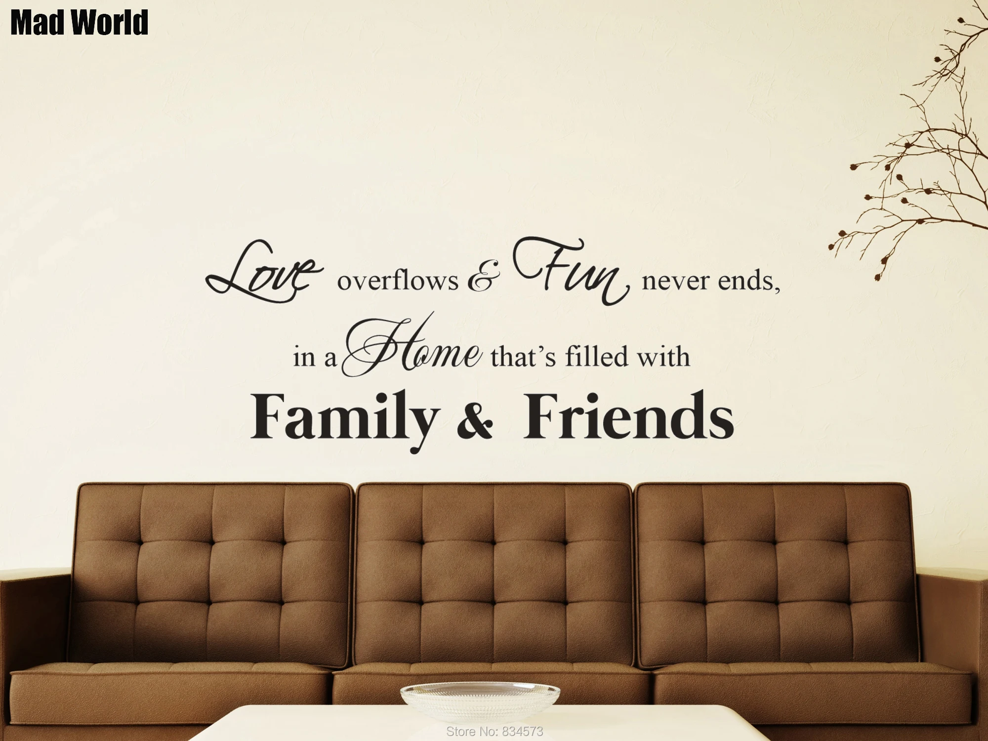 LOVE FAMILY FUN NEVER ENDS FRIENDS Wall Art Stickers Decals Home DIY Decoration Removable Room Decor | Дом и сад