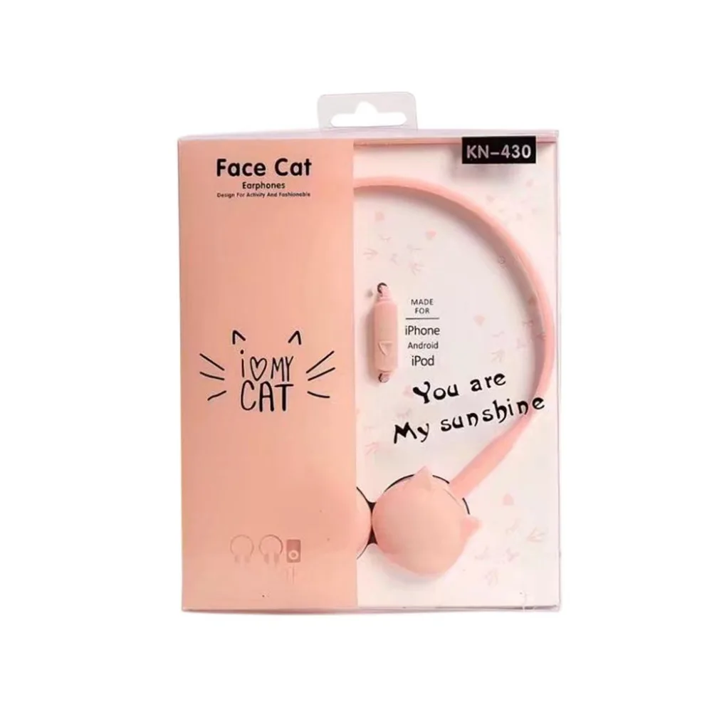

100% Brand New and High Quality Dynamic 3.5mm Fashion Cat Shape Girl Earphone Headset With Microphone Auriculares Con Cable