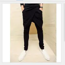 Европейские и американские большие размеры Новые весенние и осенние волосы стилист эластичная талия мульти-карман черные мужские брюки/M-2XL