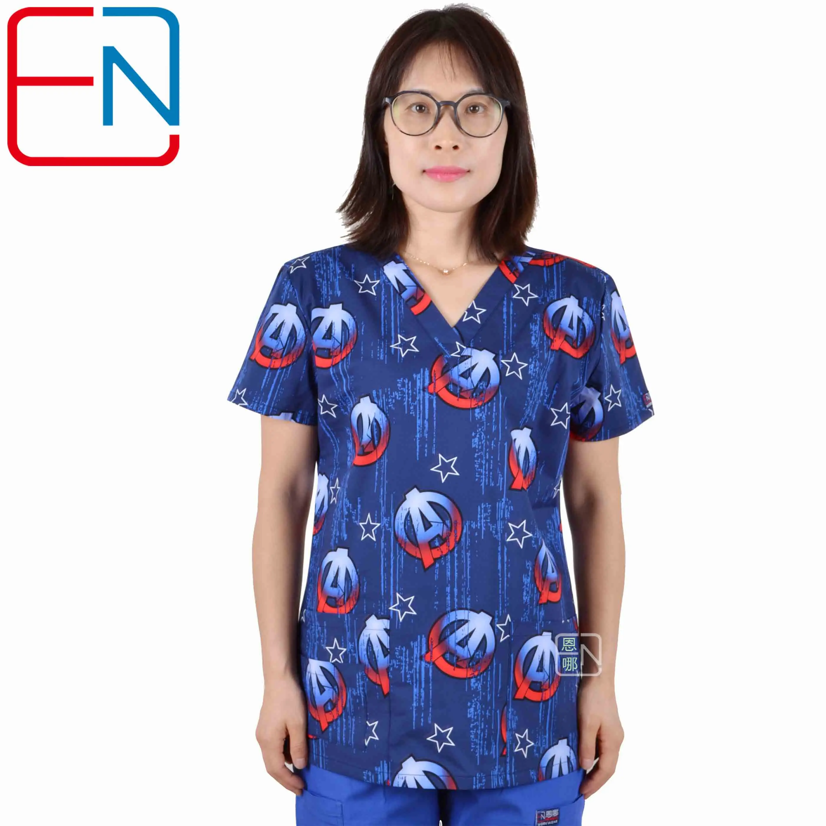 medical scrub tops with stretchy material XXS-3XL - Цвет: Captian