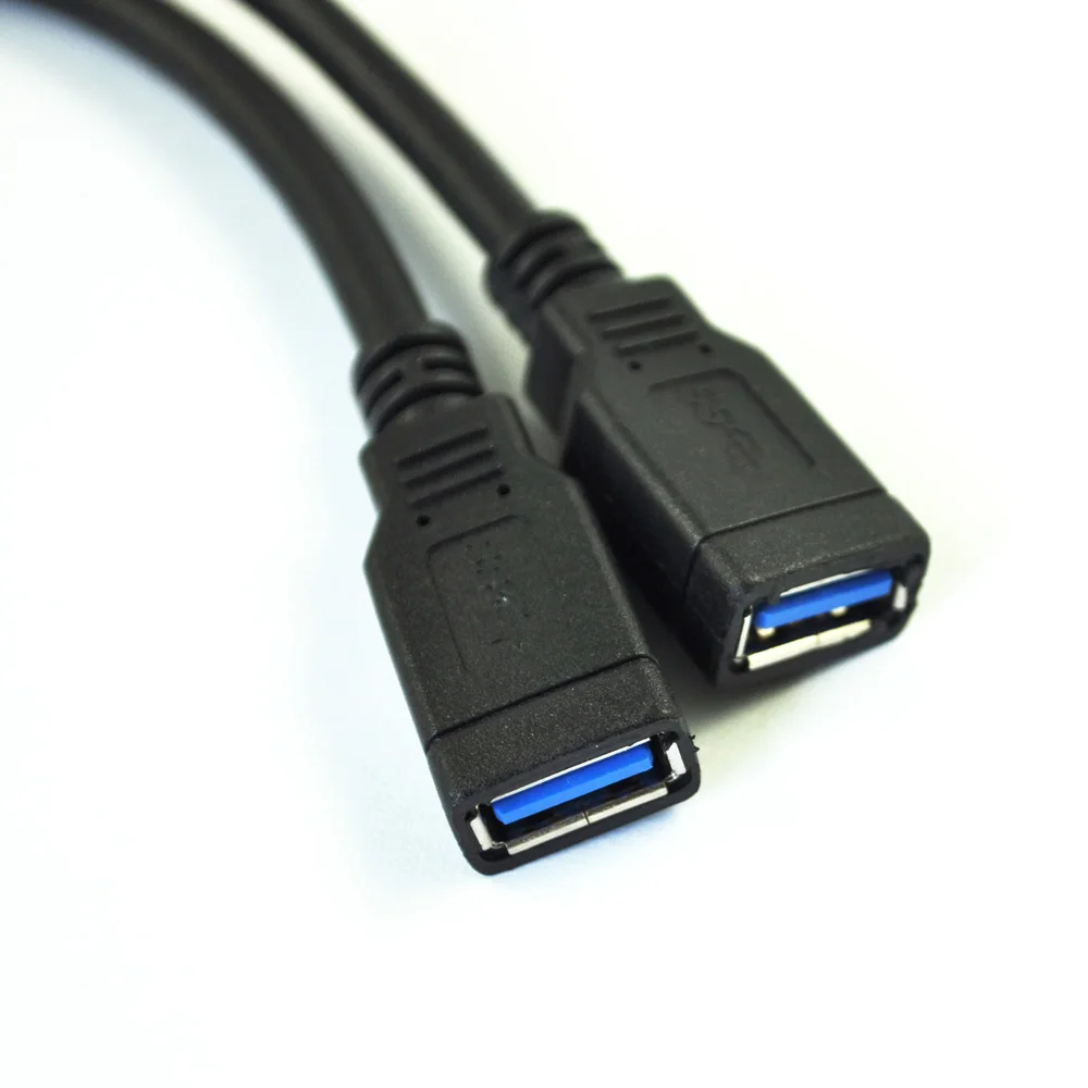 

KSOL New Style 8-Inch USB 3.0 20-Pin Motherboard Female to 2 Type-A Female Connectors Y-Cable