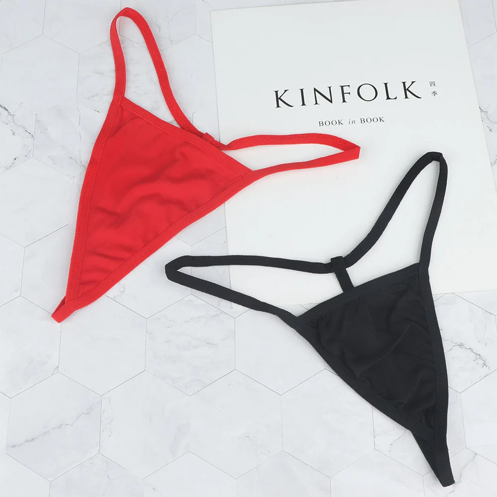 

Sexy Lady T-Back Thongs Soft Mini G-string Thin Belt Bikini Underpants Female Y-front Briefs Solid Color Breathable Underwear