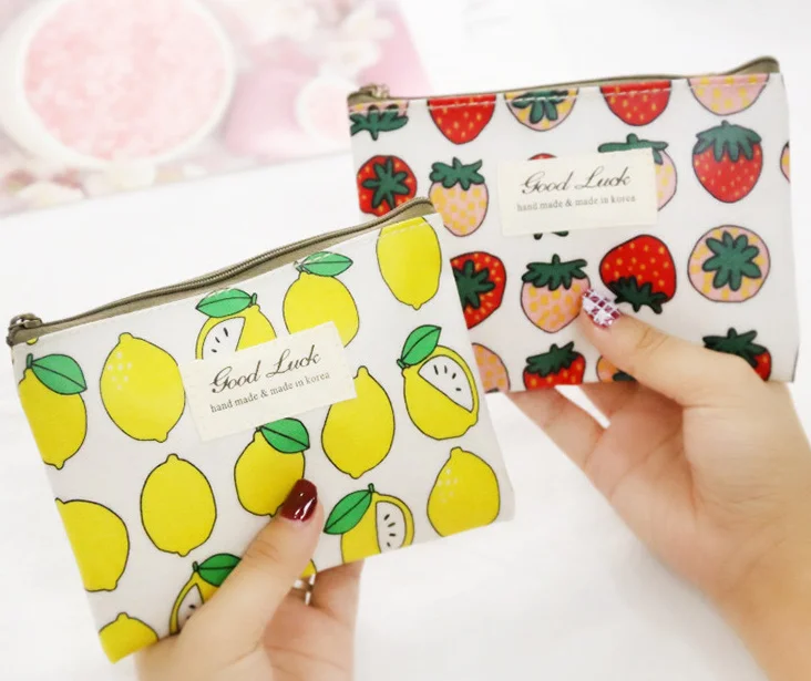 

2 Fruits Coin BAG - 14*11CM Approx. Canvas Gift Coin Purse , Cute Small Coin Wallet Case BAG ; Pocket Lemon Coin BAG Pouch
