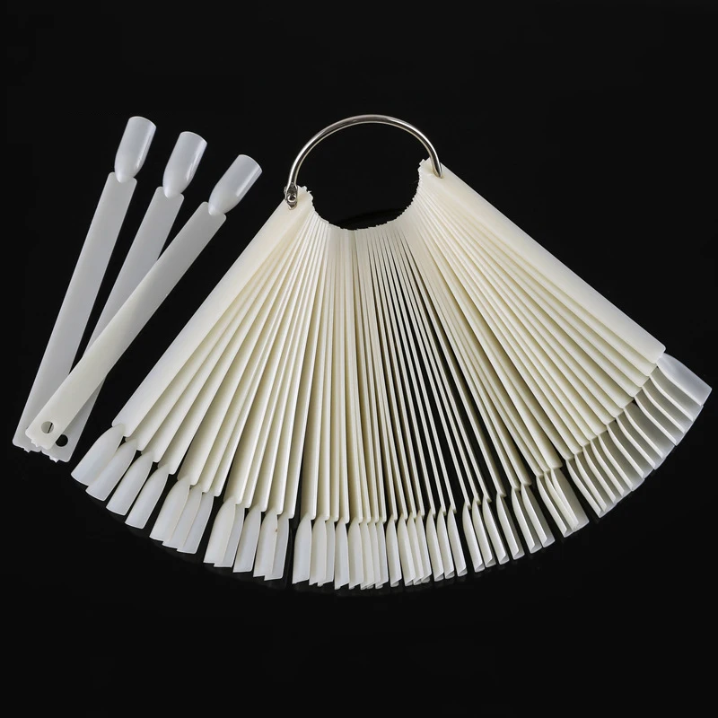 

1 Pack False Nail Tips Nature Transparent Finger Fan Full Card Nail Art Display Practice Gel Polish Tools Manicure