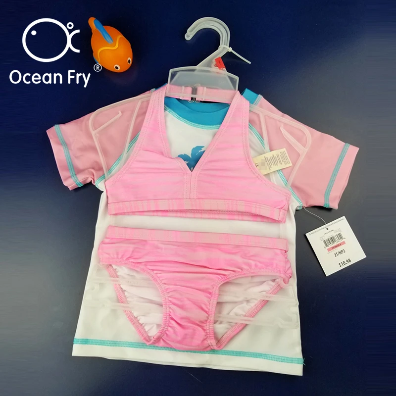 

Girls Swimwear Three-Pieces Suit Baby Split Swimsuit Hot Spring Children Beach Kids Girls Sunscreen Short Sleeve Bikini Clothes