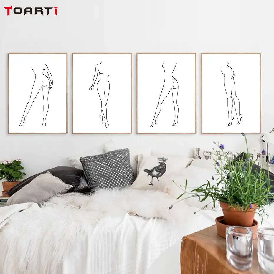 Modern Sexy Canvas Painting Realistic Woman Body Art Wall