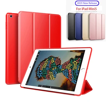 

Case For iPad mini5 Silicone Soft Back Slim Pu Leather Smart Cover Sleep wake for iPad Mini 5 2019 A2133 A2124 A2125 A2126