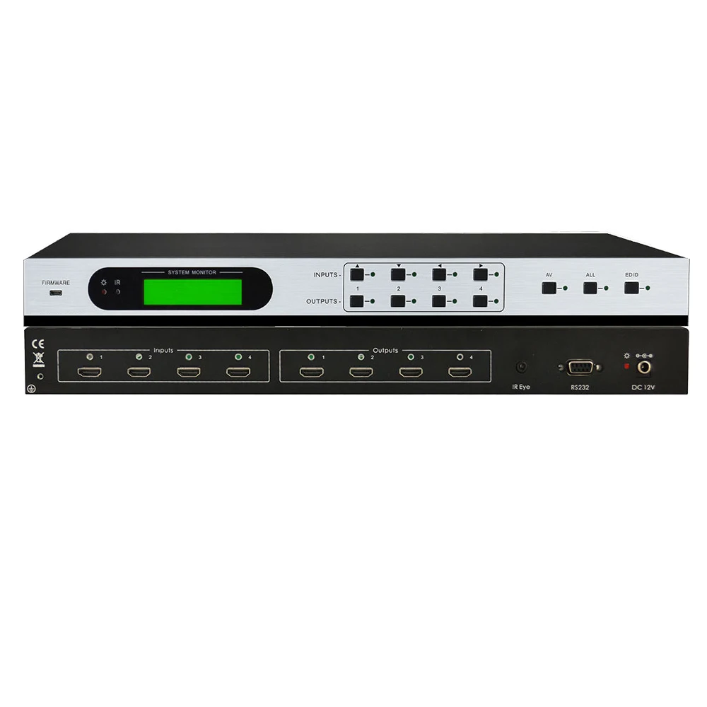 

Professional HDMI 4x4 Matrix Switcher Splitter with built-in EDID Management, HDCP, & RS-232 IR HDMI 4 in 4 out rack-mountable