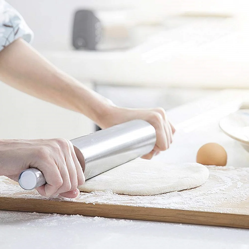 1 PC Stainless Steel Non Stick Rolling Pin Fondant Cake Hollow Baking Rough Clay Pizza Pasta Roller Tools Accessories | Дом и сад