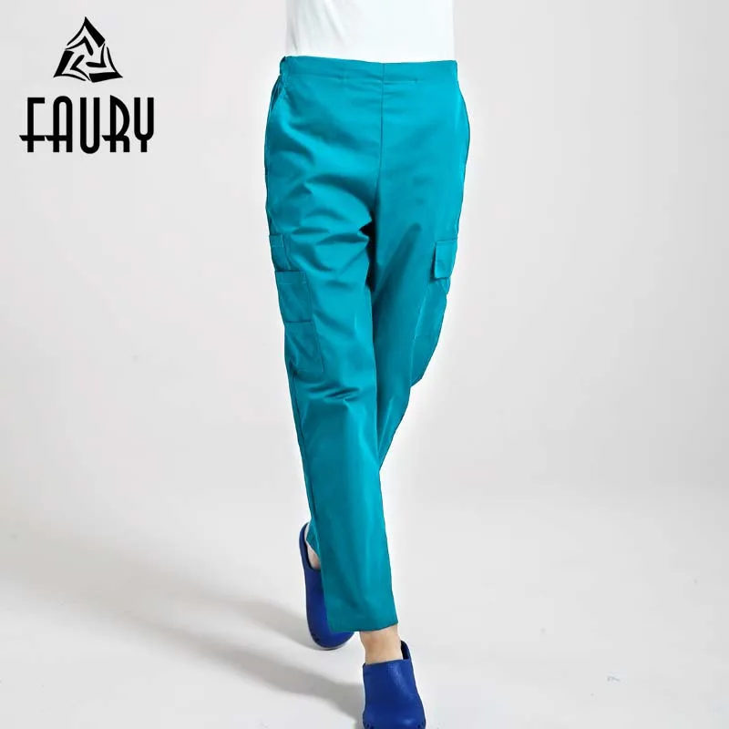 

Unisex Hospital Medical Doctor Nurse Multi Pocket Elastic Waist Pants Operat Room Scrub Surgical Trousers Lab Work Pants Uniform