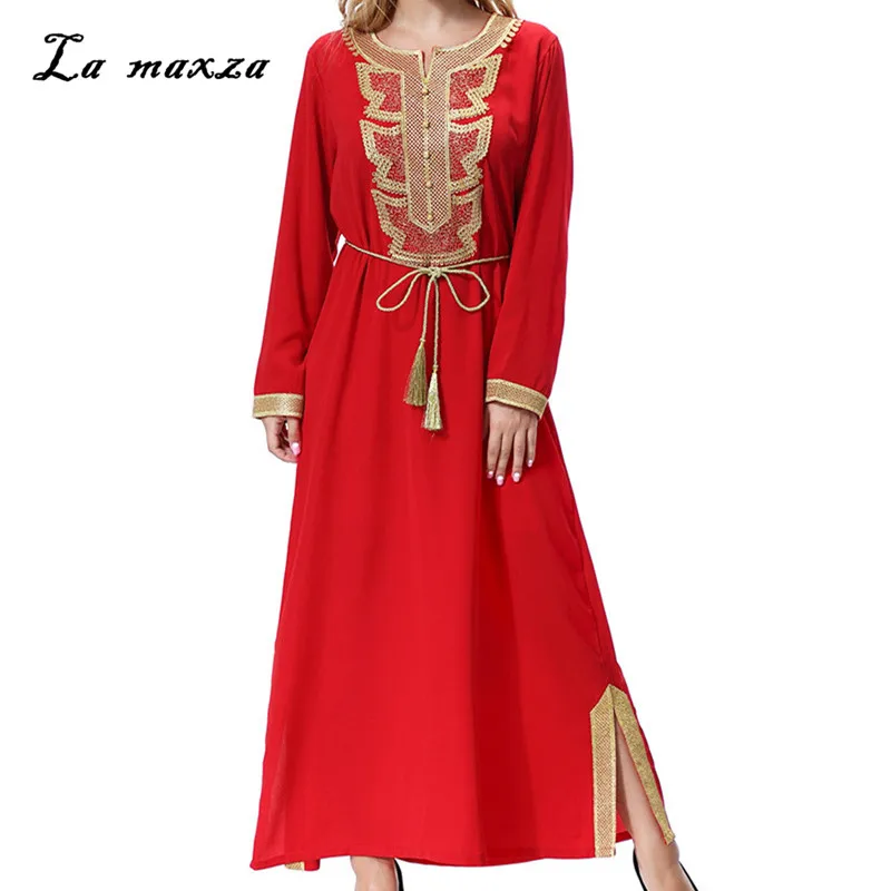 Мусульманское платье вечерние платья абайя вышивка марокканский кафтан вечернее скромное Абая мусульманская Абая для девочек 7632