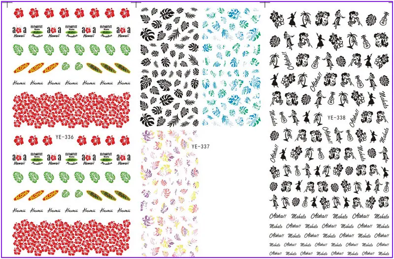 

3 PACK/ LOT WATER TRANSFER DECAL NAIL ART NAIL STICKER PALM TREE LEAF DANCER FLOWER YE336-338