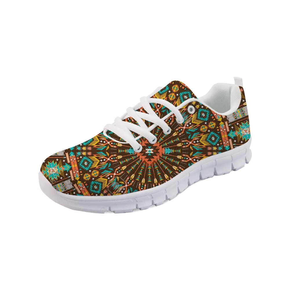 FORUDESIGNS; женская обувь на плоской подошве; обувь с этническим принтом в африканском стиле; повседневные женские кроссовки из дышащей сетки на шнуровке в винтажном стиле; Zapatos de mujer - Цвет: T0434AQ