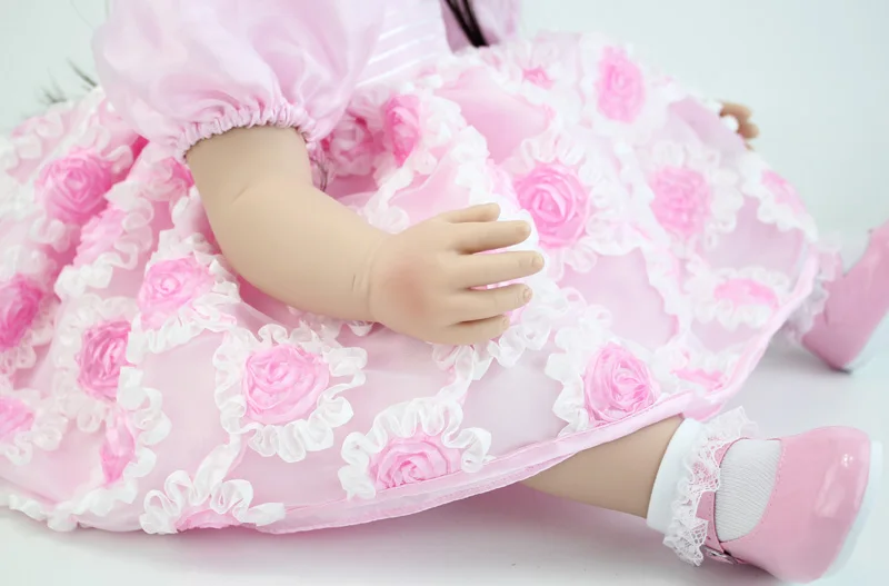 60 см Силиконовая виниловая Кукла Reborn Girl Baby Doll игрушки Реалистичные 24 дюймов принцесса Младенцы Куклы с платьем мода подарок на день рождения