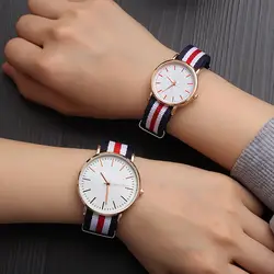 Ретро Тонкий студенческий мужской, женский, для пар спорт мода влюбленных бренд D W Стиль нейлон часы минималистические кварцевые часы 2019