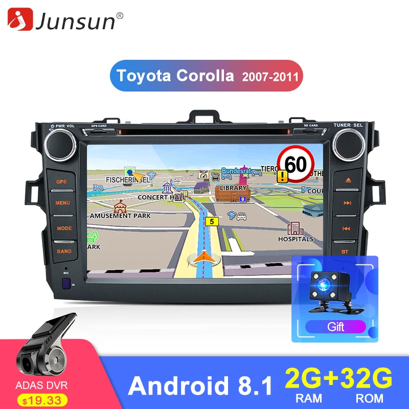 Perfect Junsun 2 din Android 8.1 Radio GPS Navigation Car DVD Player for Toyota Corolla 2007 2008 2009 2010 2011 2din Multimedia Stereo 0