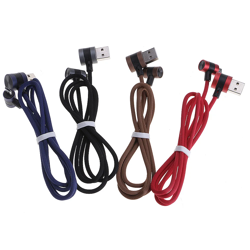 

Dual 90-degree Angled Head Micro USB Data Sync Charging Braid Cable For LG
