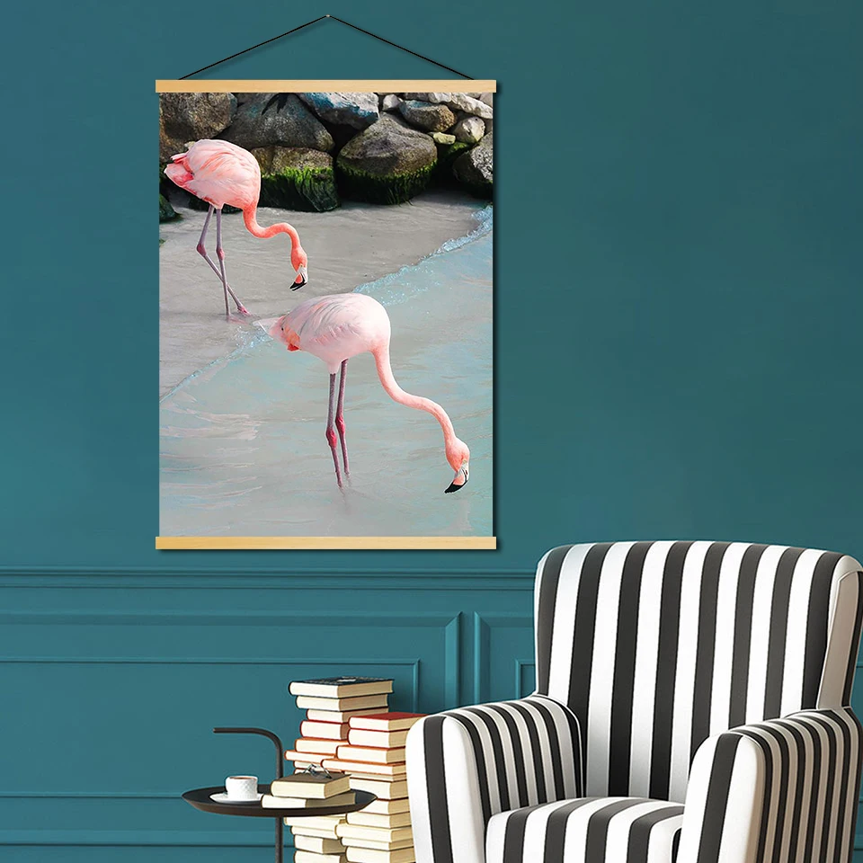 Canvas-Wall-Art-Print-Modern-Flamingo-Pineapple-Solid-Wood-Hanging-Scrolls-Painting-Nordic-Style-Seascape-Home (1)