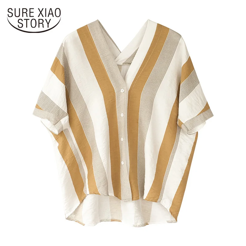 

New Fashion Women Tops Blouses 2018 Striped Short Sleeve Women Blouse Shirt Causal Feminine Clothing Plus Size Blusas 0746 30