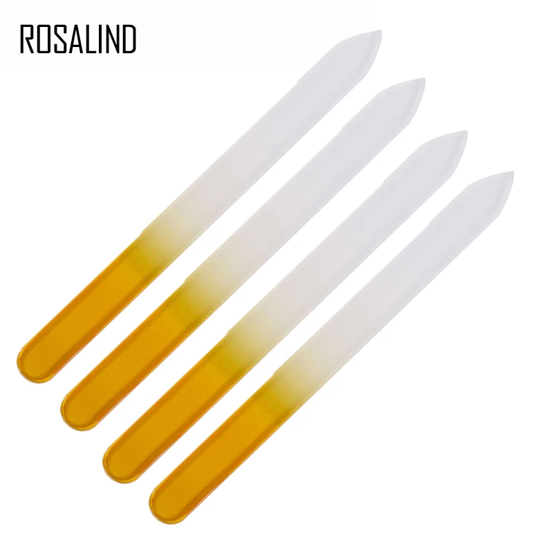 

ROSALIND 4pcs/Lot YELLOW Nail Files Durable Crystal Glass File Buffer Manicure Device Nail Art Decorations Tool