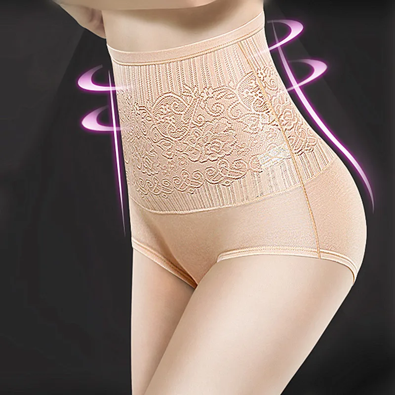 4Pcs/lot Control Panties Seamless Women High Waist Slimming Briefs Body Shaperwear Underwear Sexy Lace Lady Underwear