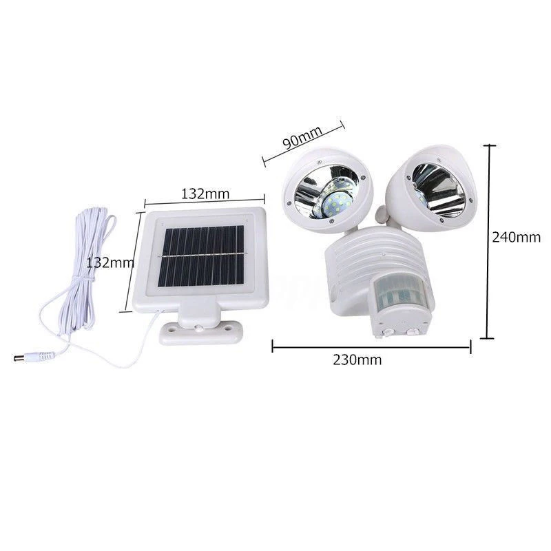 

22 LED Double-Headed Solar Light Motion Body Sensor Security Wall Lamp Outdoor Garden Spotlight DAG-ship