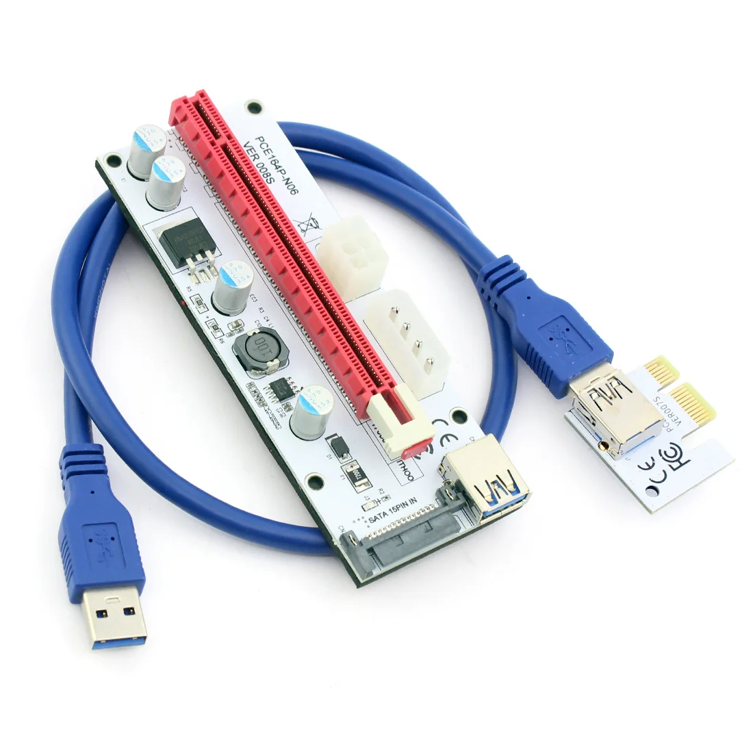 USB3.0 60CM PCIE 1X to 16X Graphics Card Extension Cable with Multi-power Ports DC Power Cable for Mining F21931/2