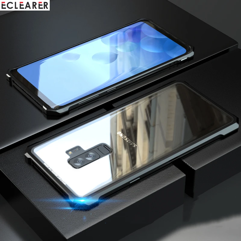 Для samsung Galaxy S9 S8/Plus Алюминий металлический бампер и закаленного Стекло чехол для samsung Galaxy Note 8/S7 край Coque