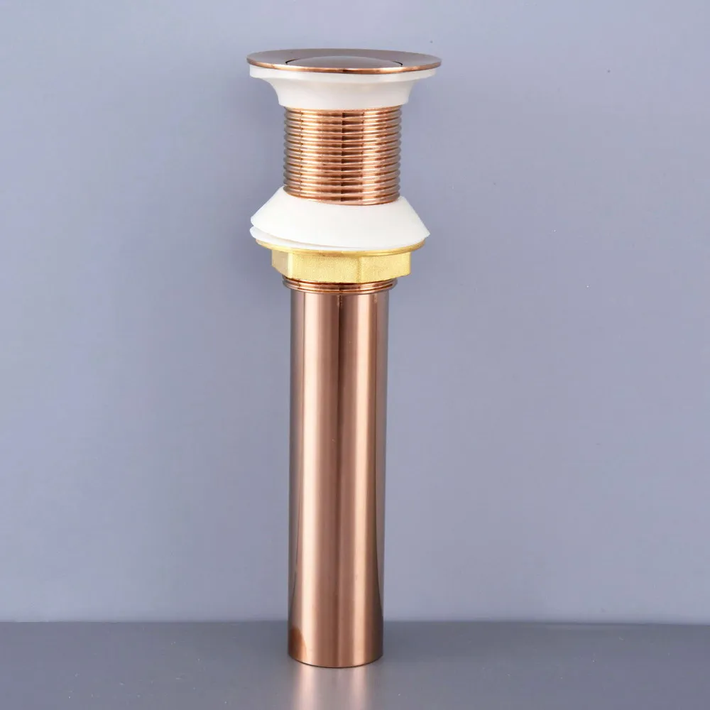

Luxury Rose Red Gold Color Polished Brass Pop Up Bathroom Sink Basin Waste / Drain Without Overflow asd078