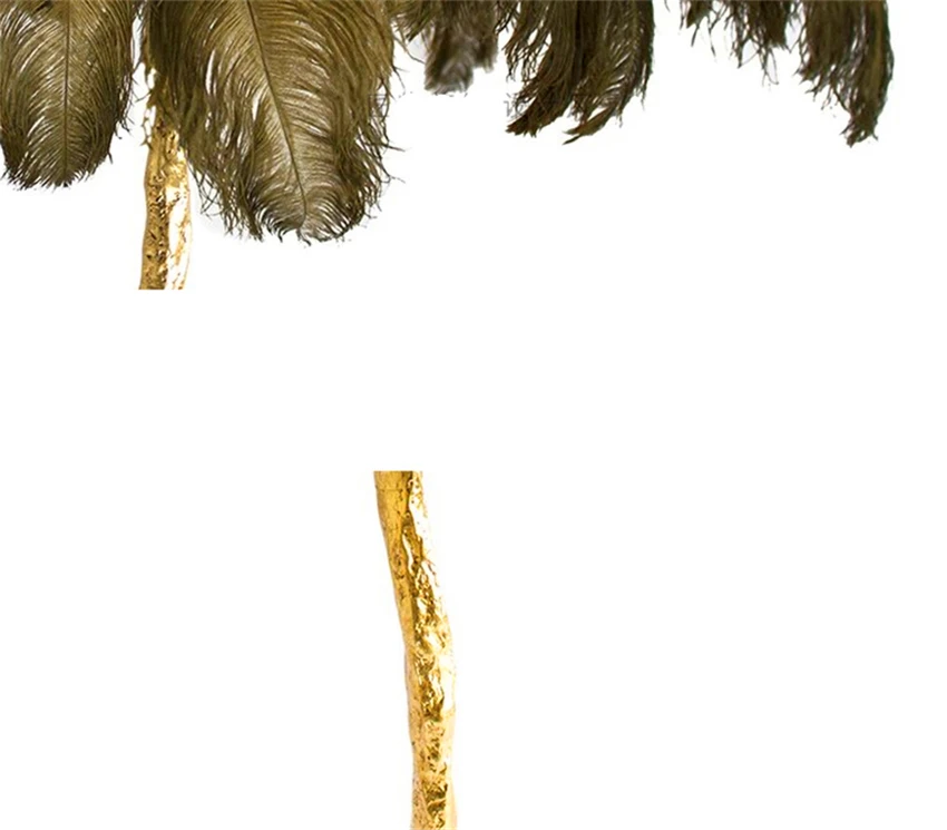 Скандинавский медный страусиное перо светодиодный напольный светильник для волос светодиодный напольный светильник для спальни гостиной отеля сквозной светильник