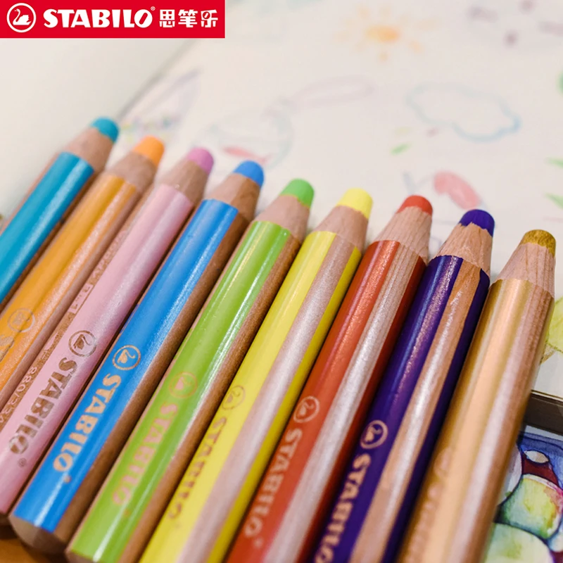 

Stabilo Oil Pastel 6/10/18 Color Baby Crayon Child Safety Brush Color Painting Powder Washable Marker Line Pen