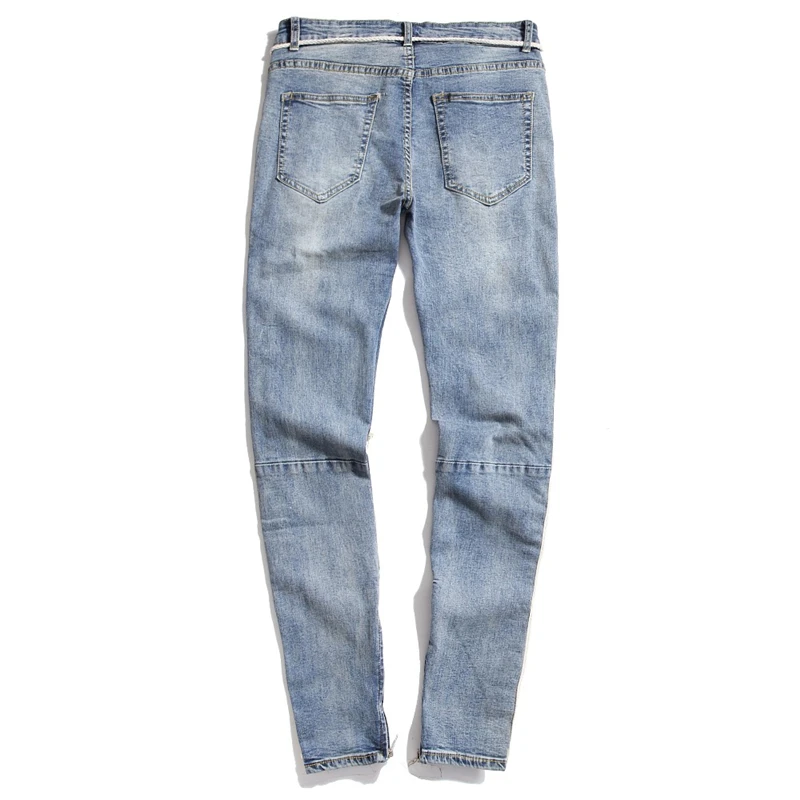 GMANCL мужские рваные джинсы в стиле хип-хоп с дырками, обтягивающие мужские джинсы в белую полоску, рваные джинсы с молнией на лодыжке, уличные джинсы для бега