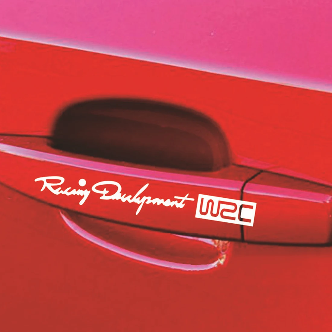 

Dewtreetali 4 x Car Styling Fashion WRC World Racing Development Creative Car Door Handle Decals Dual Color Design Stickers