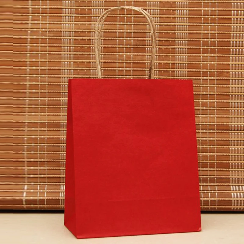 Download 18x15x8cm Red Paper Bags With Handles For Wedding 20pcs ...