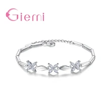 Подарок для женщин и девочек браслеты красивые цветы композиция классический прекрасный 925 пробы серебро прозрачный кристалл кубический циркон