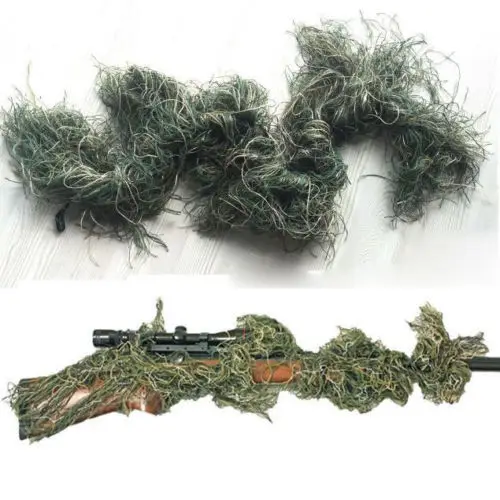 

OUTDOOR MILITARY TACTICAL WOODLANDS 3D CAMOUFLAGE RIFLE COVER GHILLIE WRAP SNIPER HUNTING PAINTBALL