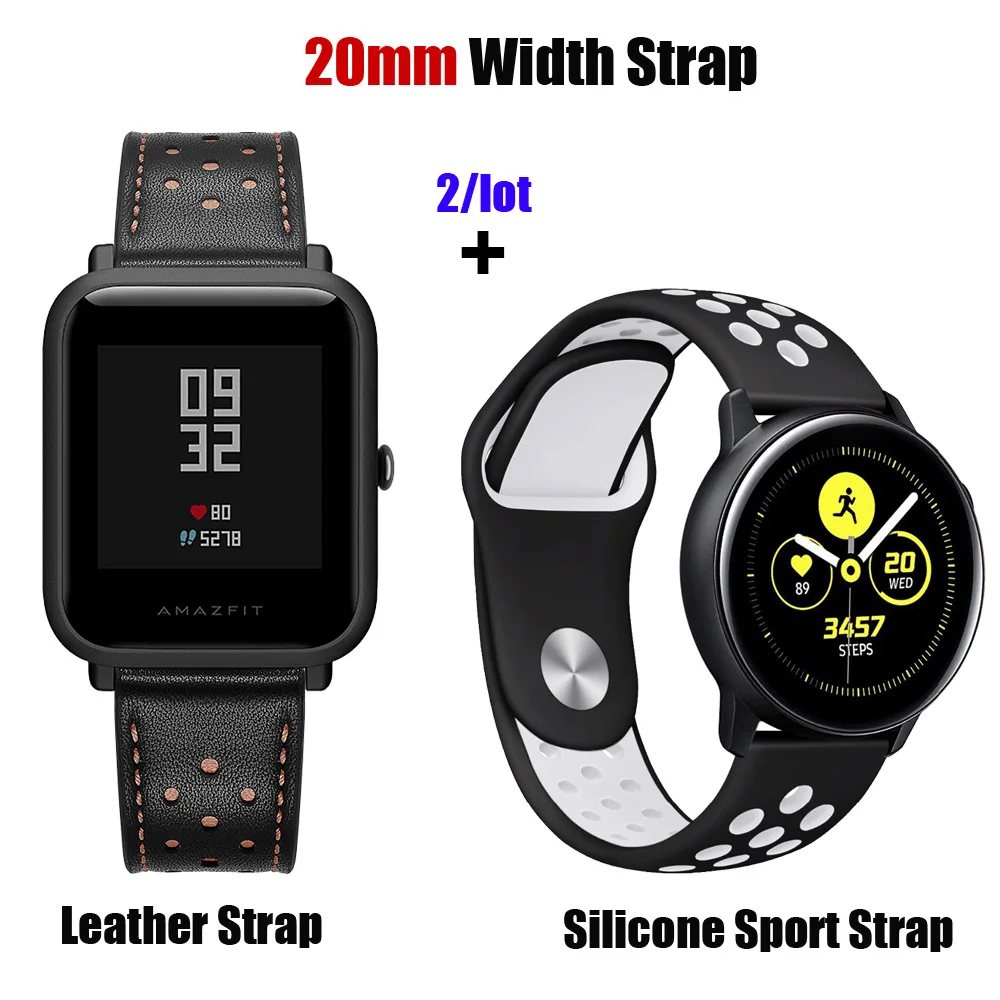 

20mm Bracelet Band For Xiaomi Huami Amazfit Bip Leather Watchband Amazfit GTR 42mm Silicone Wristband Amazfit GTS Wrist Bands