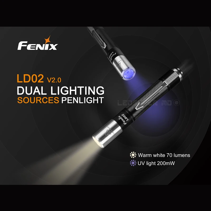  EDC Penlight Fenix LD02 V2.0 Super Compact AAA Flashlight Features Warm White and UV Lights - 32975209813