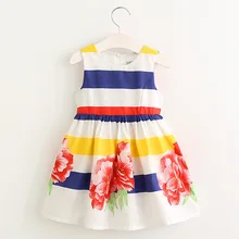 Одежда для девочек; платье; коллекция года; сезон лето; модный стиль; Детские повседневные платья с принтом для От 2 до 7 лет; платье принцессы для маленьких девочек