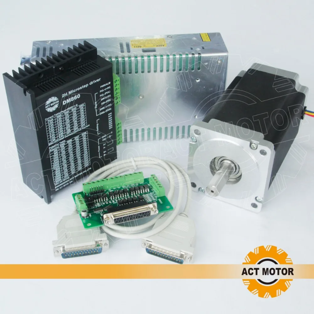 

ACT Motor 1Axis CNC Nema34 Stepper Motor 34HS1456 Singlel Shaft 4-Lead 1232oz 118mm 5.6A+1PC Driver DM860 7.8A 80V US DE JP Free
