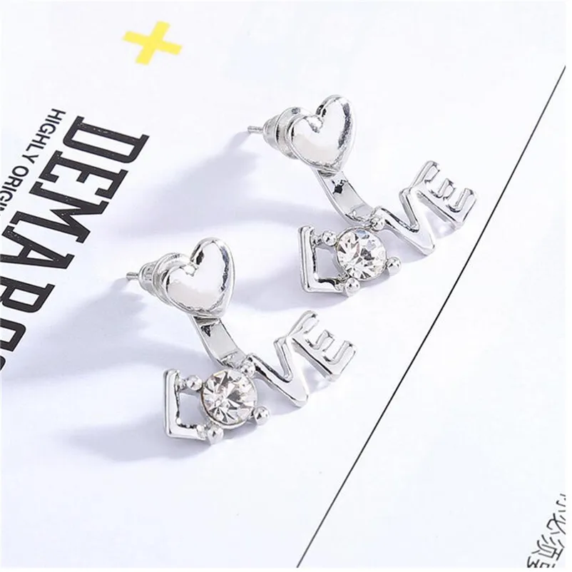 Trendy stud earrings for women  LOVE Letter Alloy Hanging Zircon Diamond Stud Earrings Animal Jewelry earrings Brincos J04#N (4)