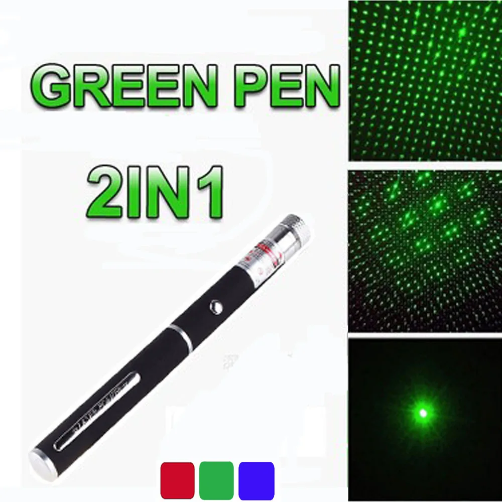 Красная/синяя/зеленая лазерная указка Мощный 5 МВт 500 м лазерный прицел Professional Lazer Pen с 2 * AAA батарея для путешествий применение